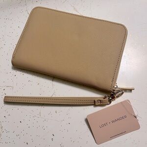 LOST + WONDER Passport Wallet Cover Faux Saffiono Tan Cream Leather Worryfree